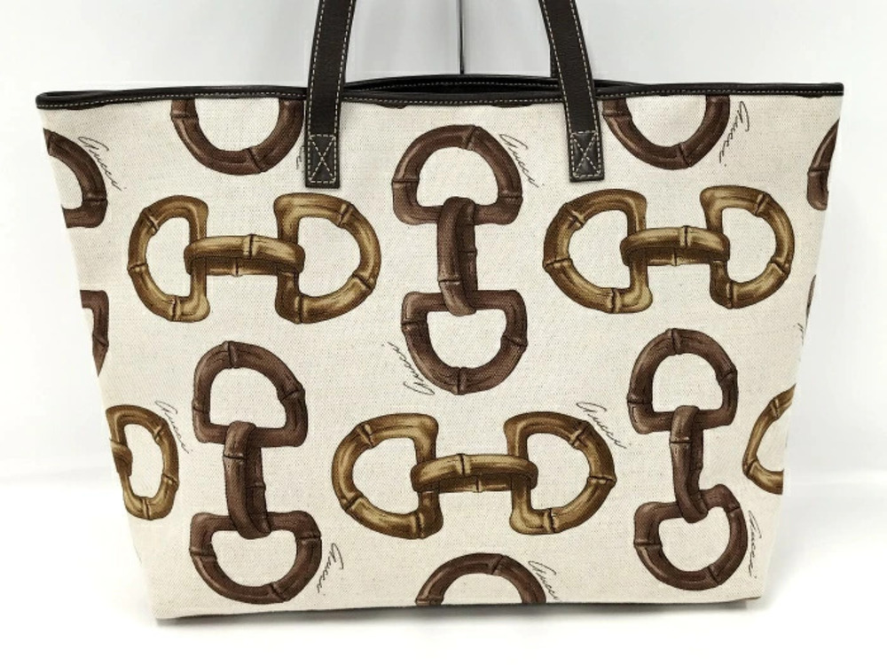 Gucci Tote Horsebit Bag Shoulder Canvas Black